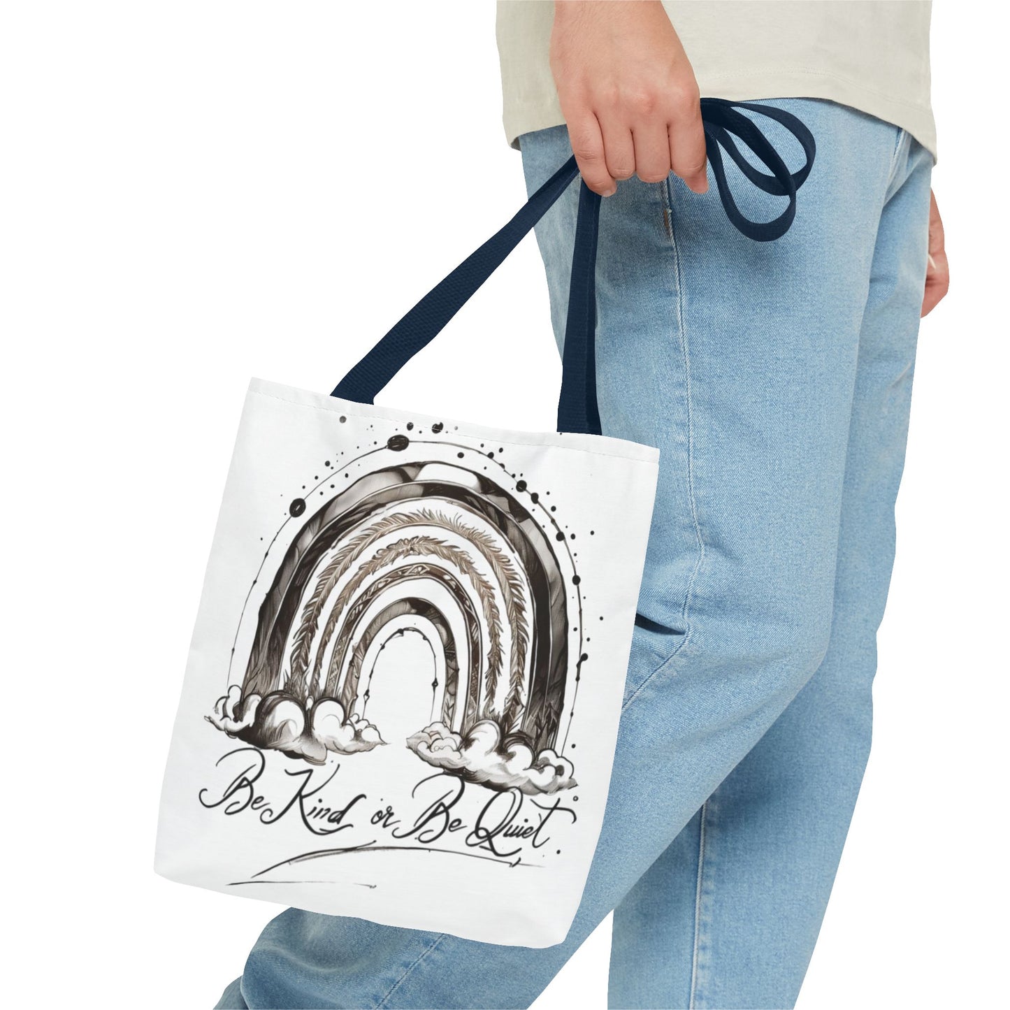 Be kind or be quiet - black/white ink Script! Tote Bag