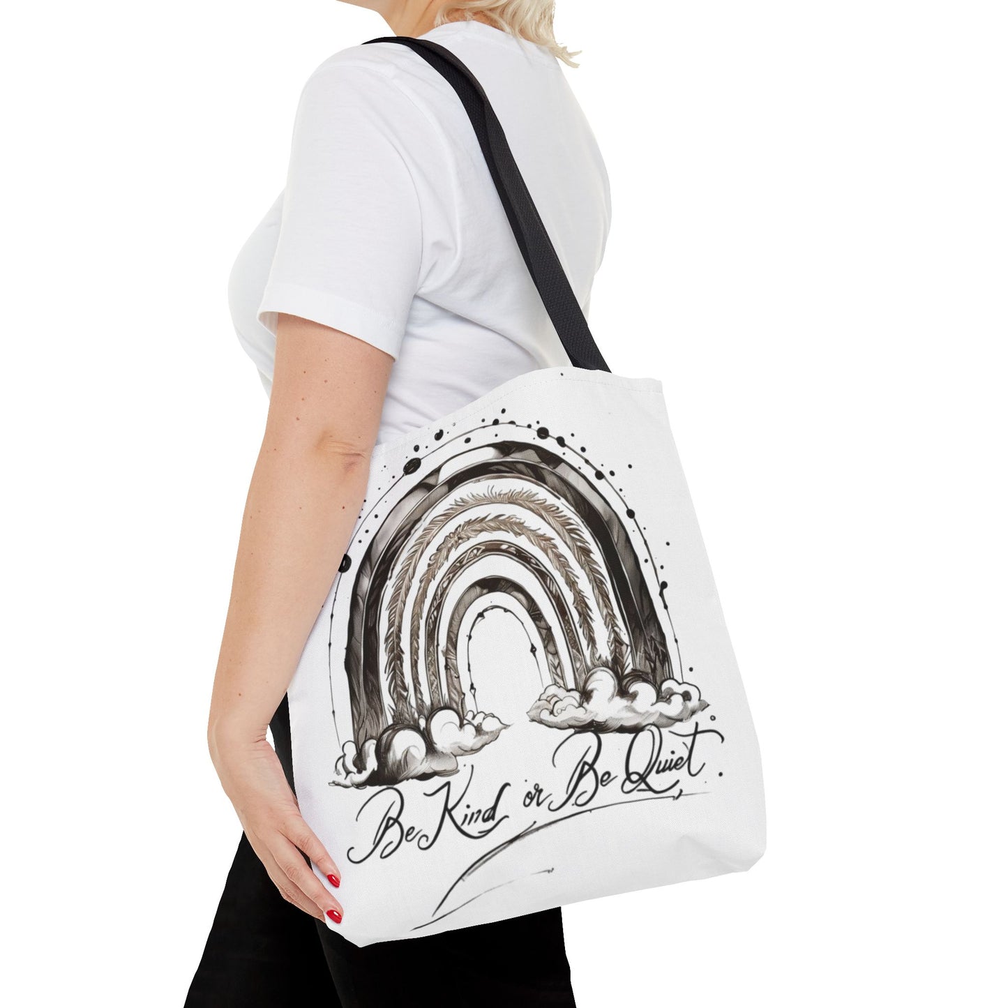 Be kind or be quiet - black/white ink Script! Tote Bag