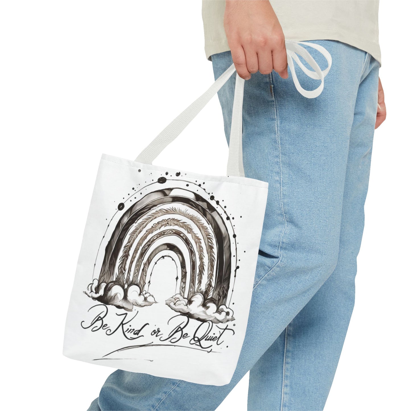 Be kind or be quiet - black/white ink Script! Tote Bag