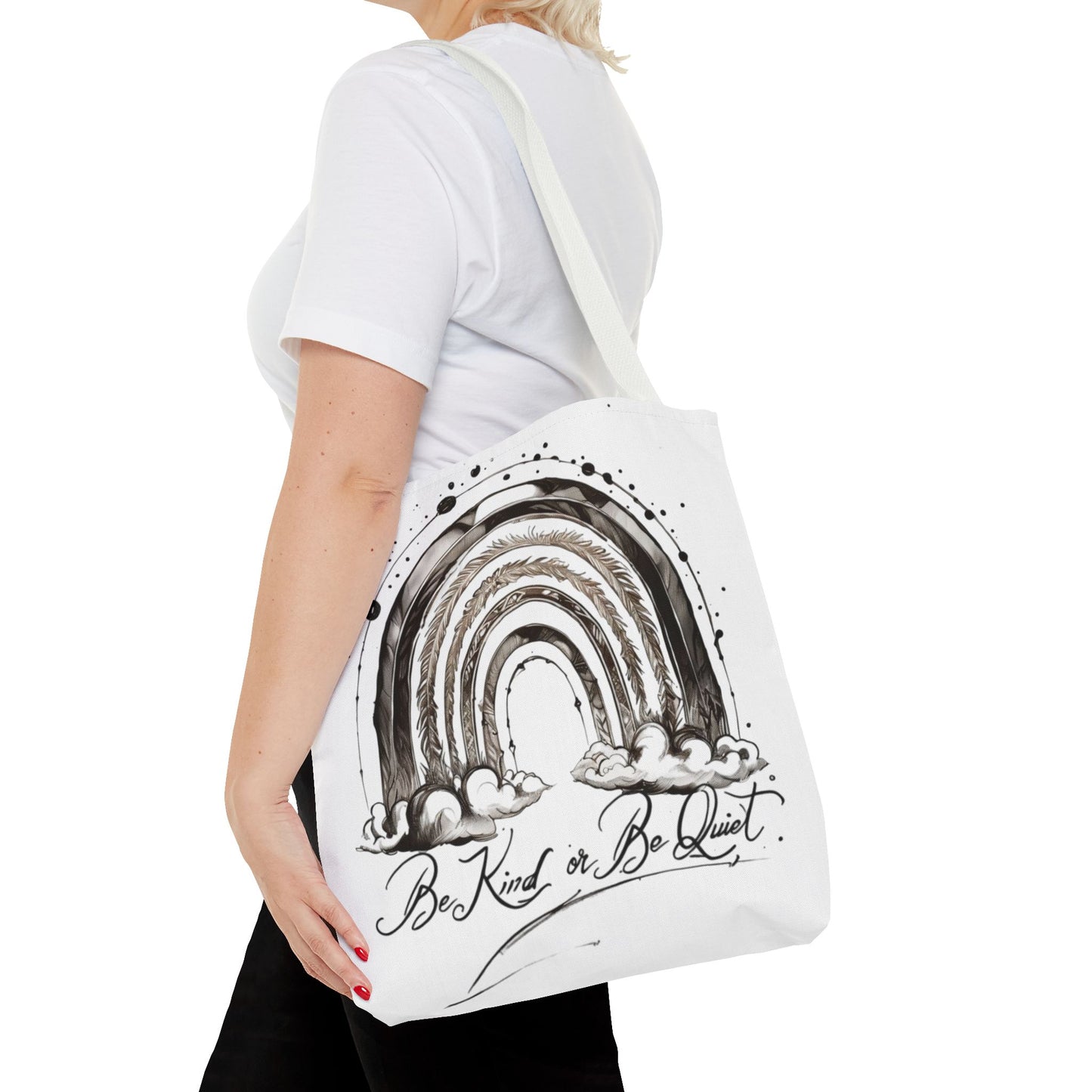 Be kind or be quiet - black/white ink Script! Tote Bag